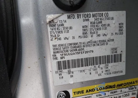 2015 Ford Expedition Limited from USA, damaged, VIN 1FMJU2AT5FEF20179